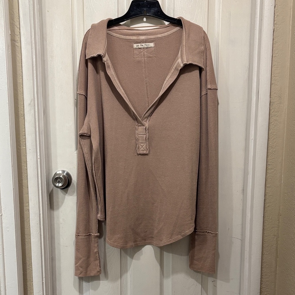 We The Free Taupe Long Sleeve Top